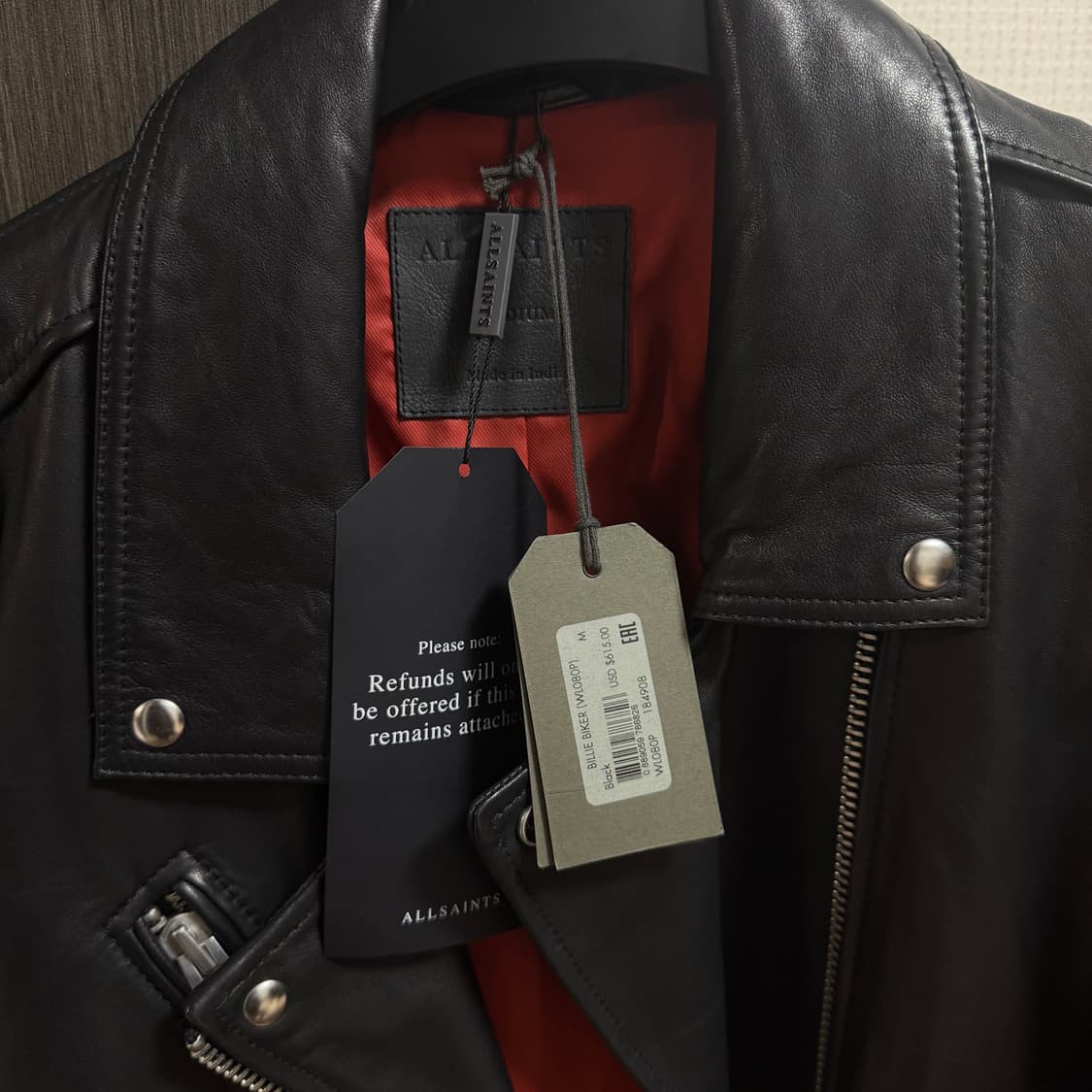 올세인츠 빌리 바이커 가죽자켓 M (새상품 택 있음) 상품이미지2
