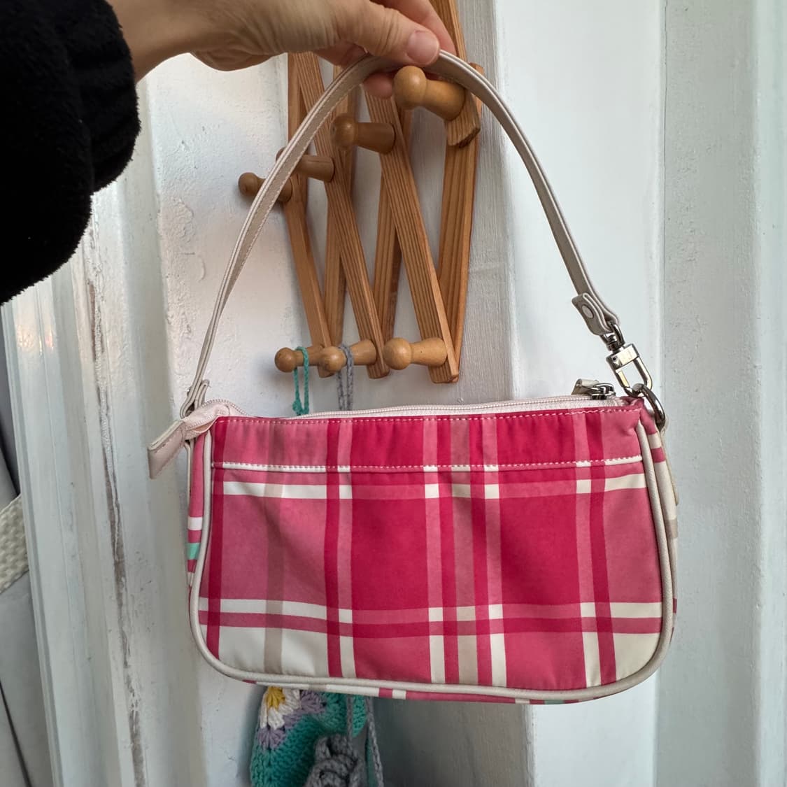 닥스 DAKS 핑크체크 미니숄더백 상품이미지7