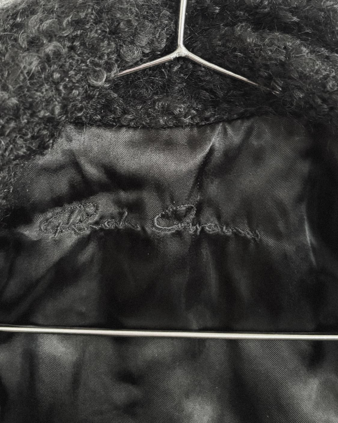 rare* 릭오웬스 사선지퍼 하이넥 모헤어 레더슬리브 코트 상품이미지9