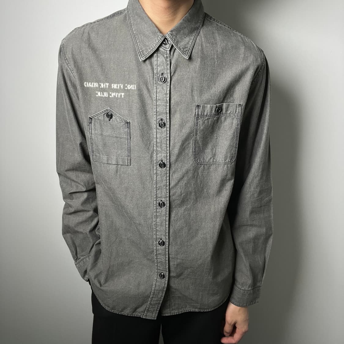 Avirex 아비렉스 밀리터리 데님 셔츠 L 상품이미지3