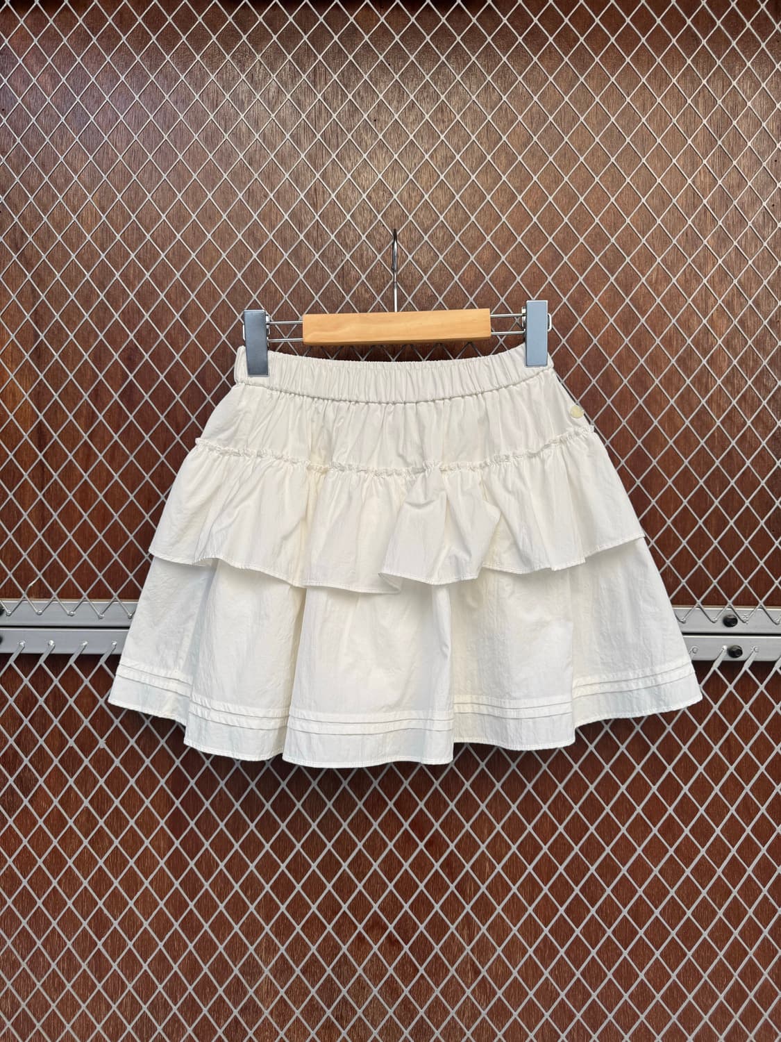 썸웨어버터 캉캉 셔링 플레어 레이어드 화이트 미니 스커트 F 상품이미지8