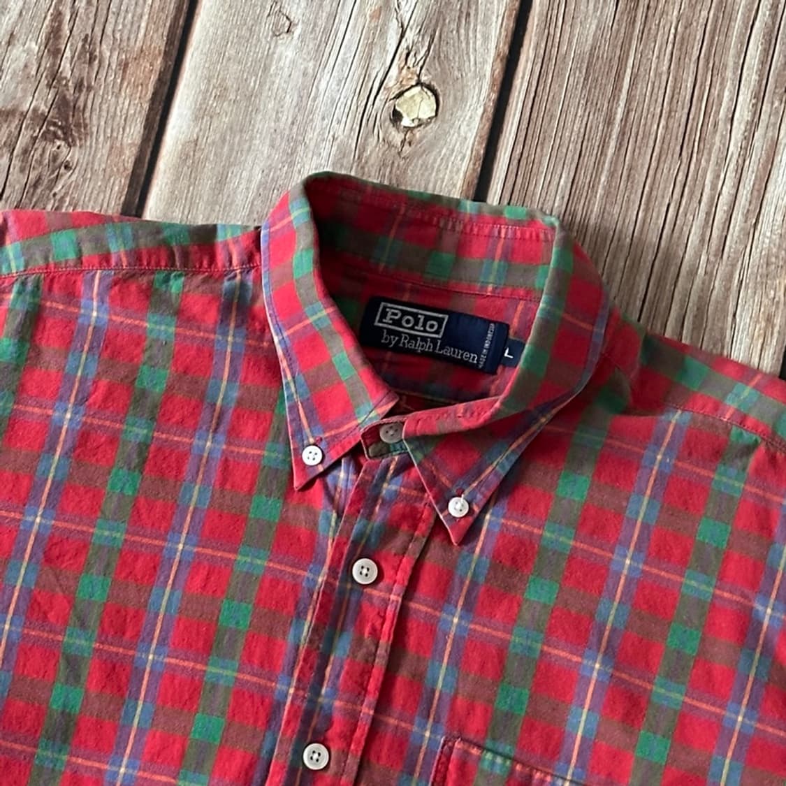 폴로랄프로렌 마드라스 체크 버튼 다운 반팔 셔츠 L사이즈 상품이미지4