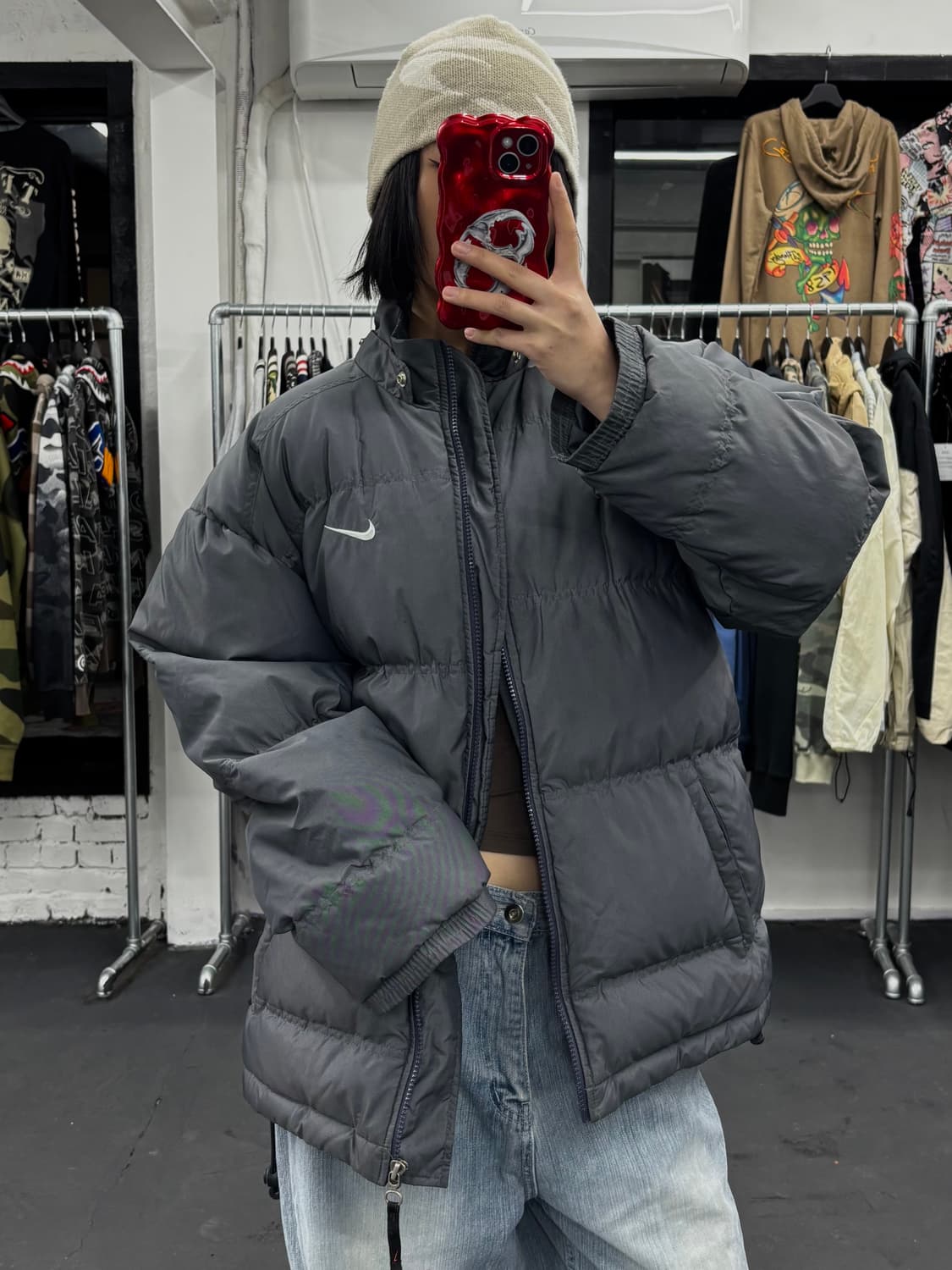 00s 나이키 덕다운 그레이 패딩 상품이미지1