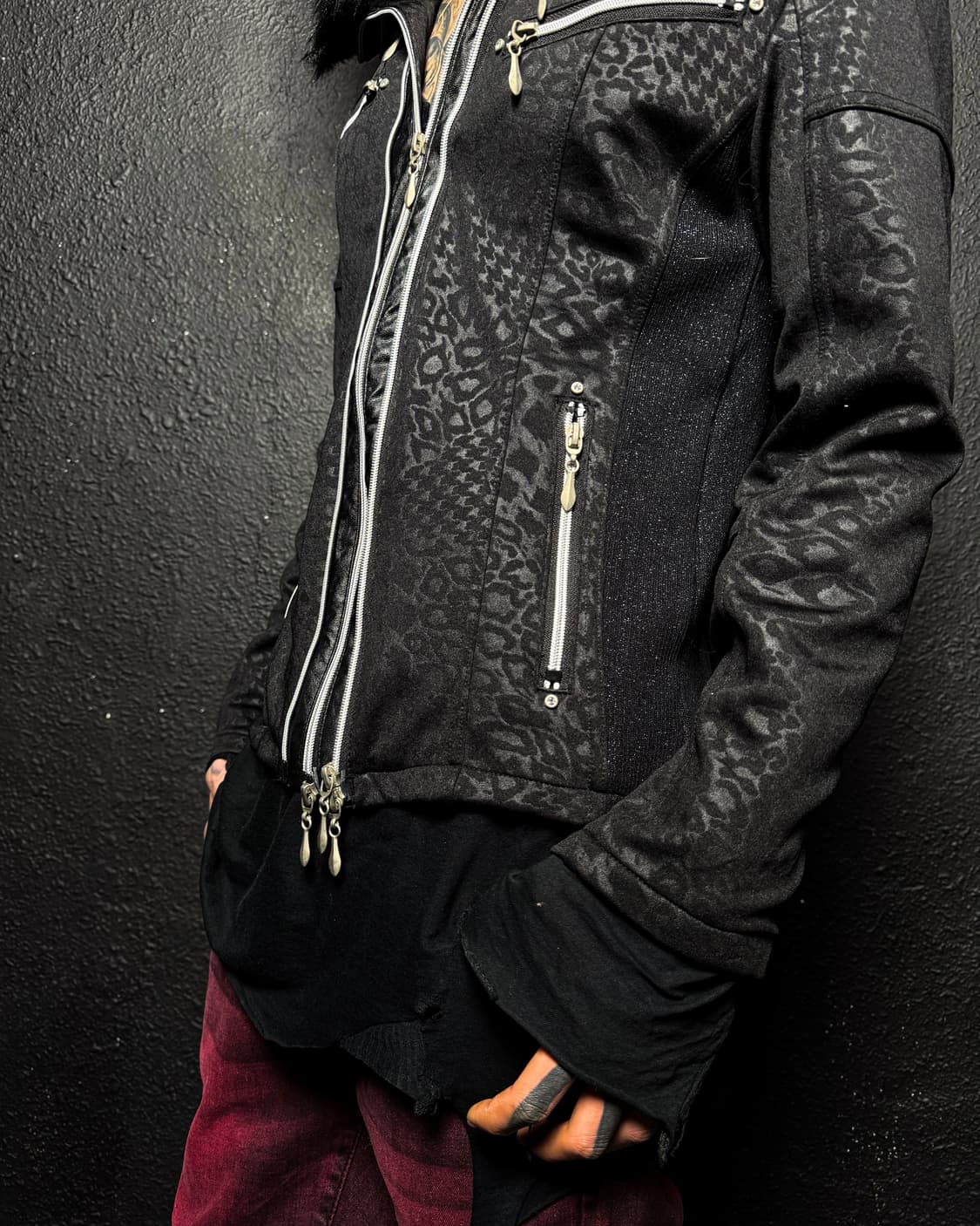 Xfrm – Black Leopard Fur Collar Jacket   상품이미지4