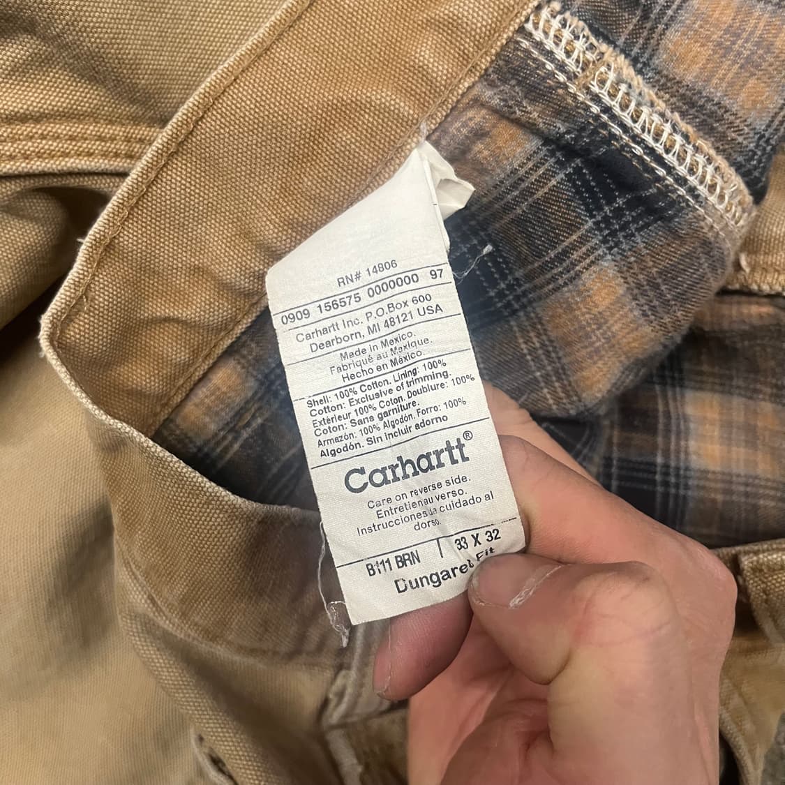 Carhartt 플란넬 라인드 카펜터 팬츠 (33“) 상품이미지6