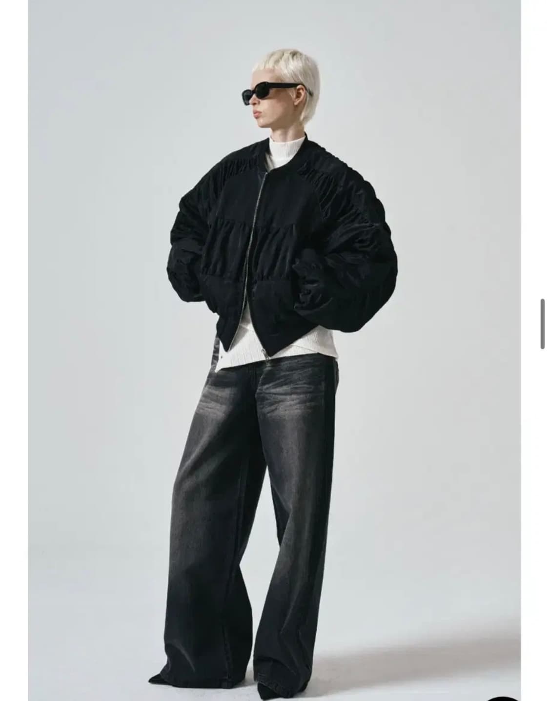 노이어포우먼 셔링 블랙 블루종 봄버 항공 점퍼 자켓 상품이미지5