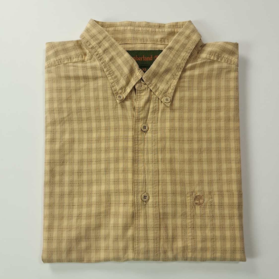 CK732 XL 팀버랜드 90s 홍콩판 베이지 체크 반팔 셔츠 남방 상품이미지9