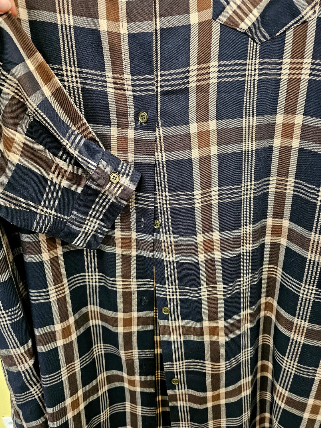 HK Works London 네이비 브라운 헨리넥 롱셔츠 상품이미지5