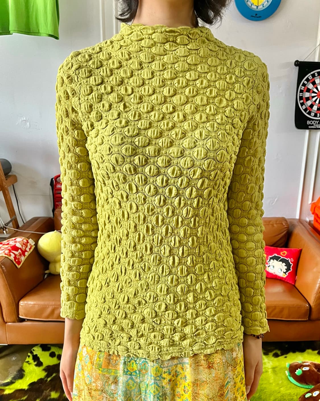 JPN Vintage 3D Dot Pattern Pleats Top 상품이미지2