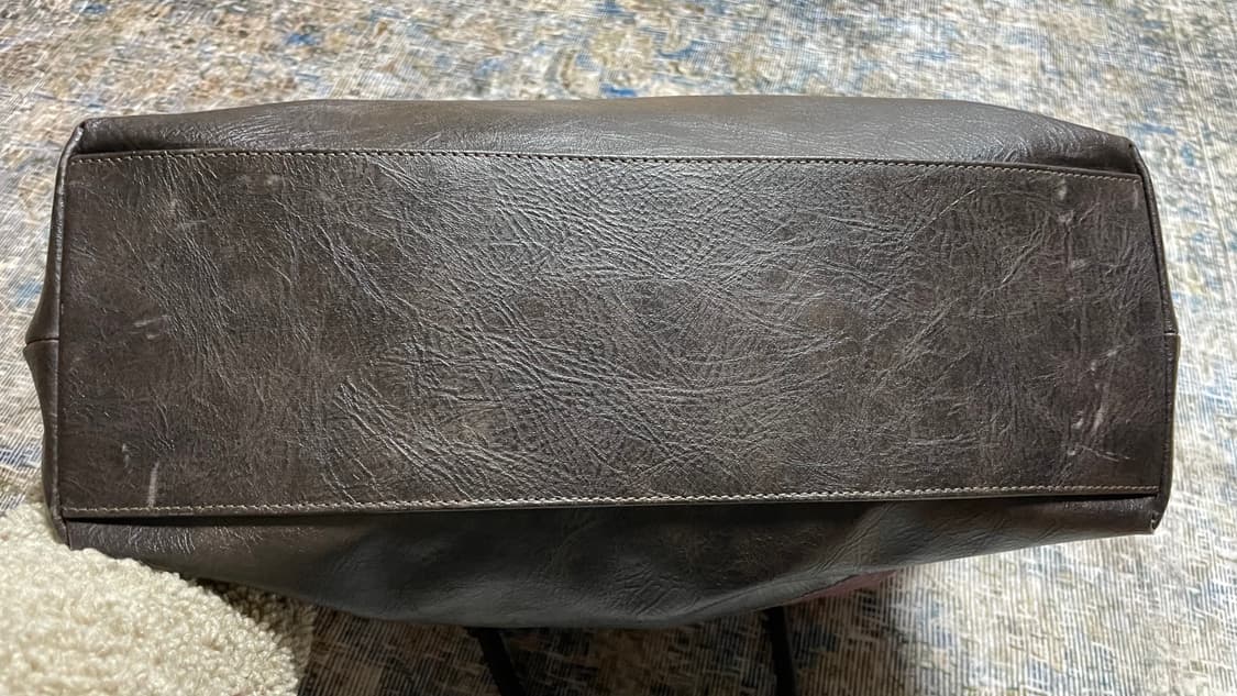 JPN 00s 일본 빈티지 Art Berg Y2K 도쿄 투톤 레더 토트백 상품이미지10