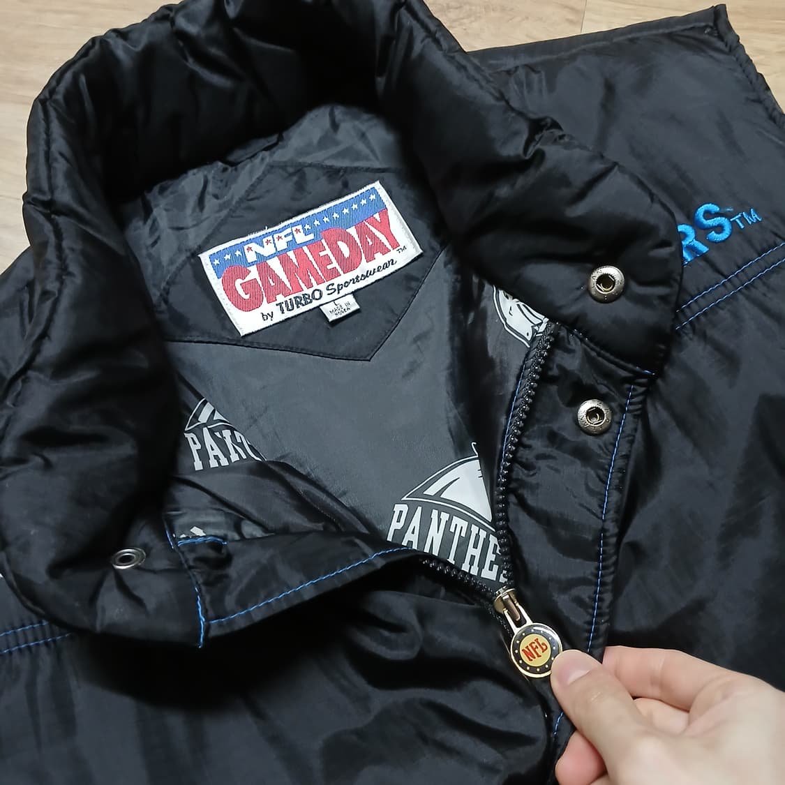 NFL 캐롤라이나 팬서스 패딩 조끼 베스트 올드스쿨 빈티지 상품이미지7