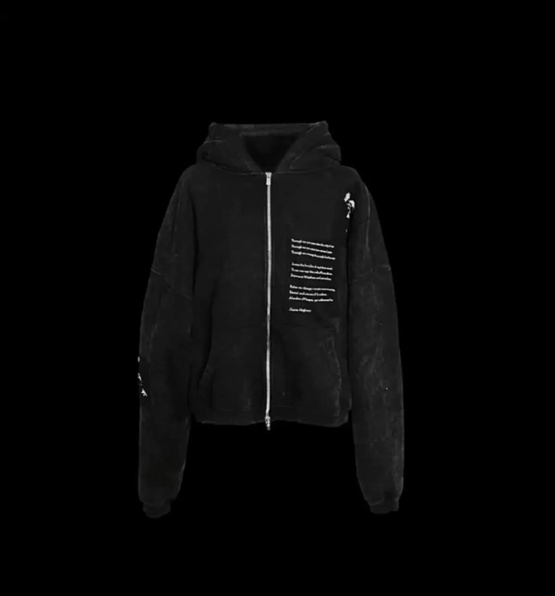 에모스탠스클럽 스모크 워싱 패치 후드집업 블랙 상품이미지1