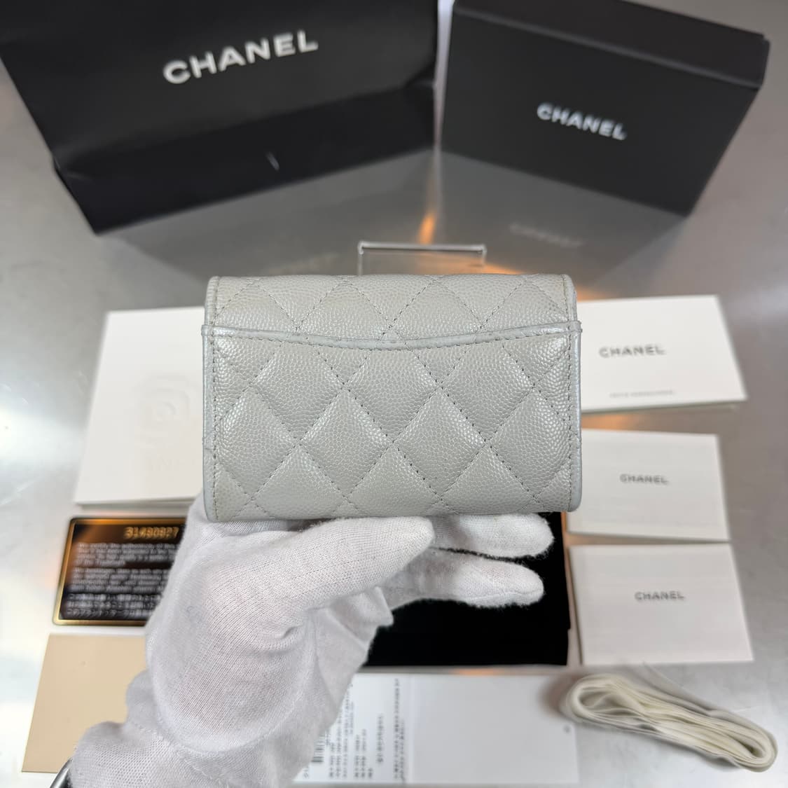 [리오브] 샤넬 CC 로고 클래식 캐비어 똑딱이 플랩 카드지갑 상품이미지3