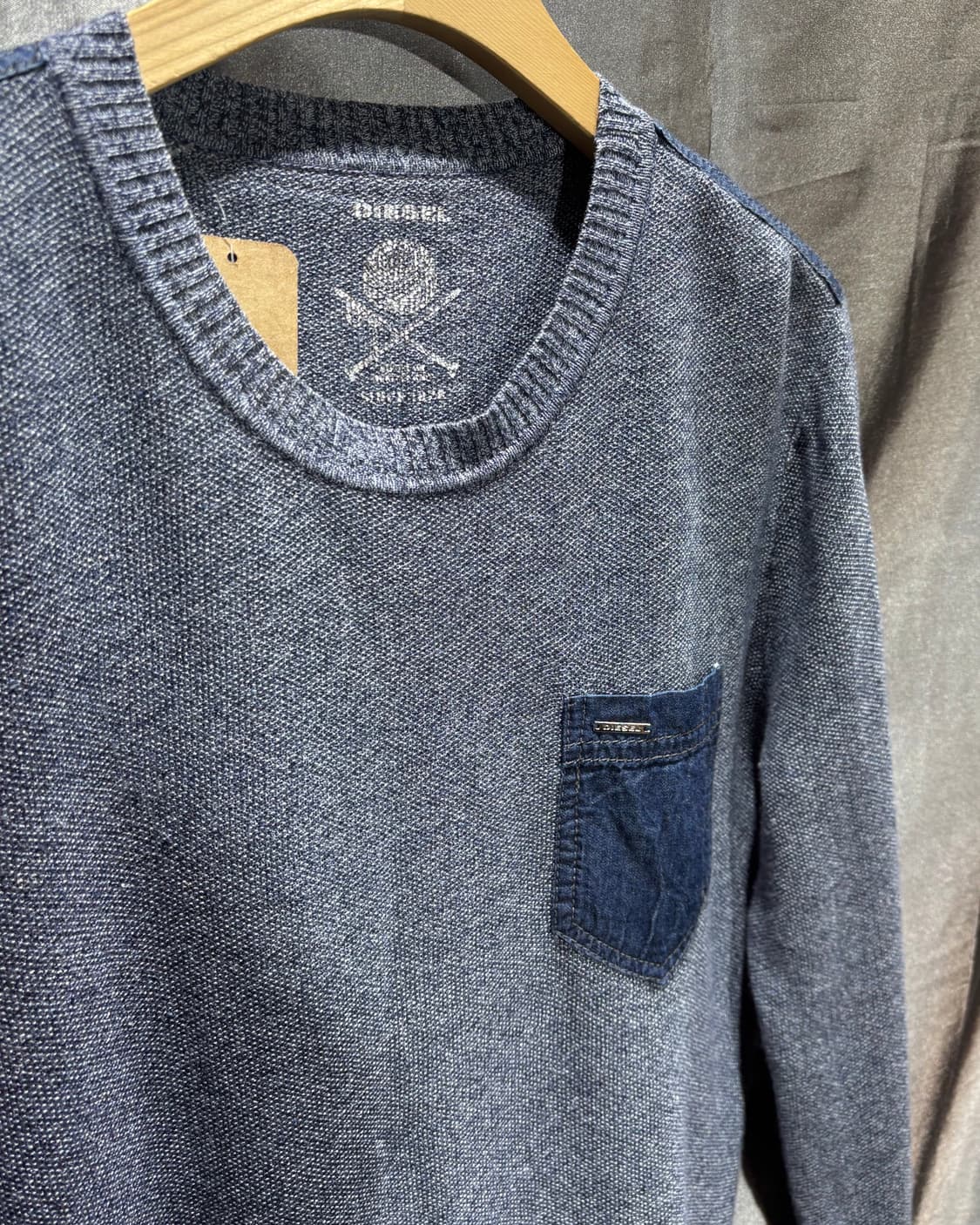 S DIESEL 디젤 트윙클 그레이블루 원포켓 니트  상품이미지5