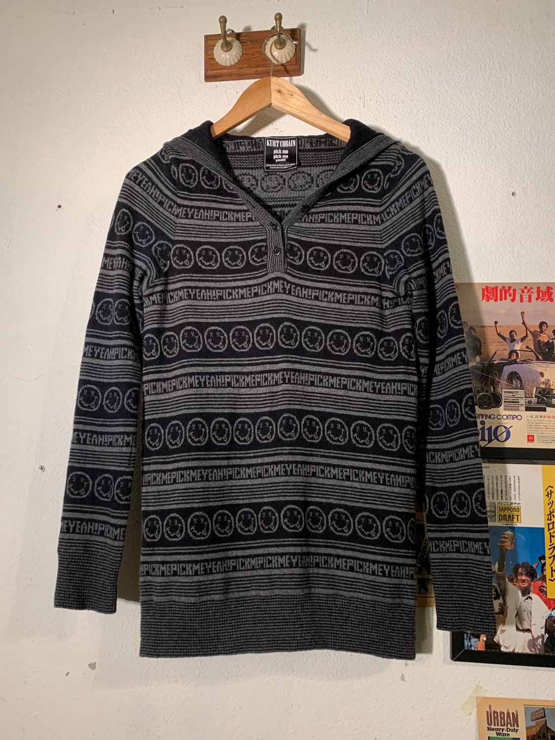 히스테릭글래머 너바나 커트코베인 픽미 스트라이프 후드티 상품이미지1