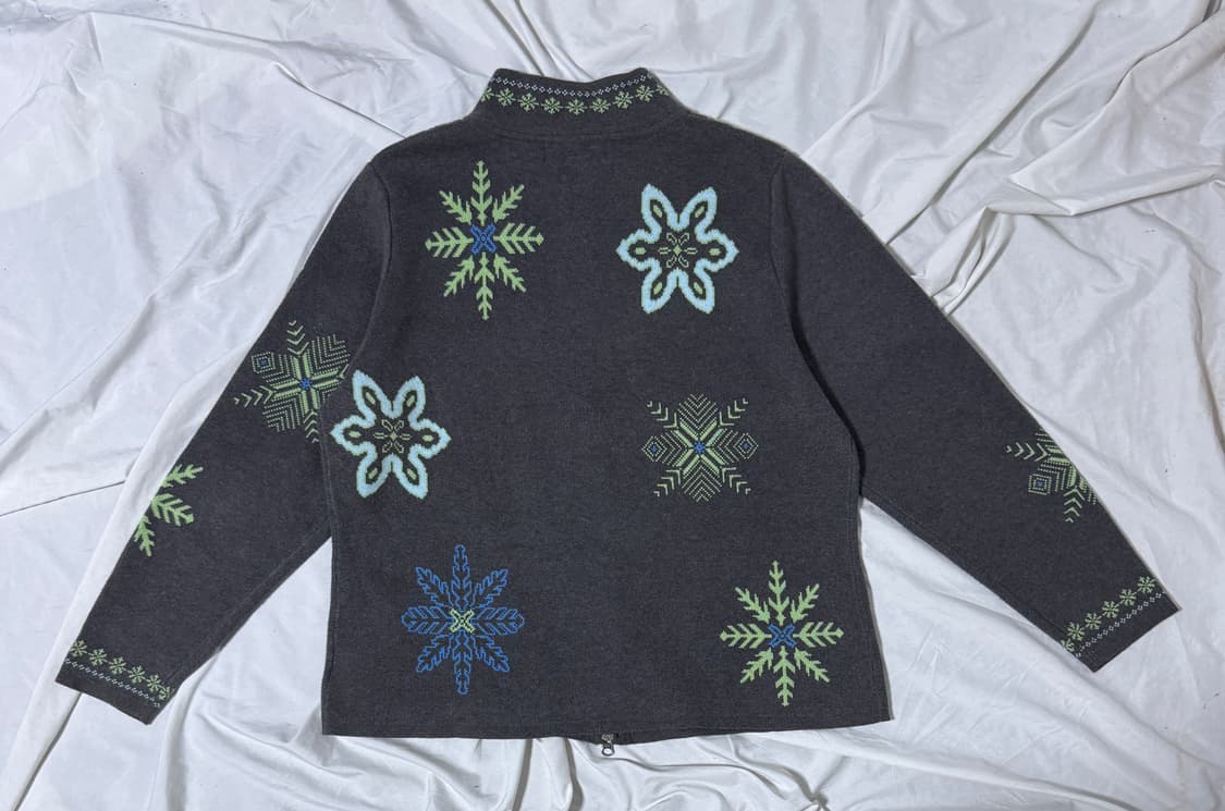 에디바우어 스노우 플레이크 패턴 니트집업 노르딕 상품이미지2