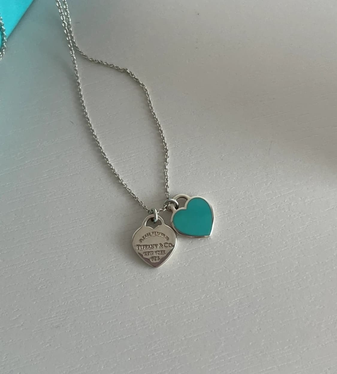 티파니 더블하트 목걸이 민트 상품이미지3