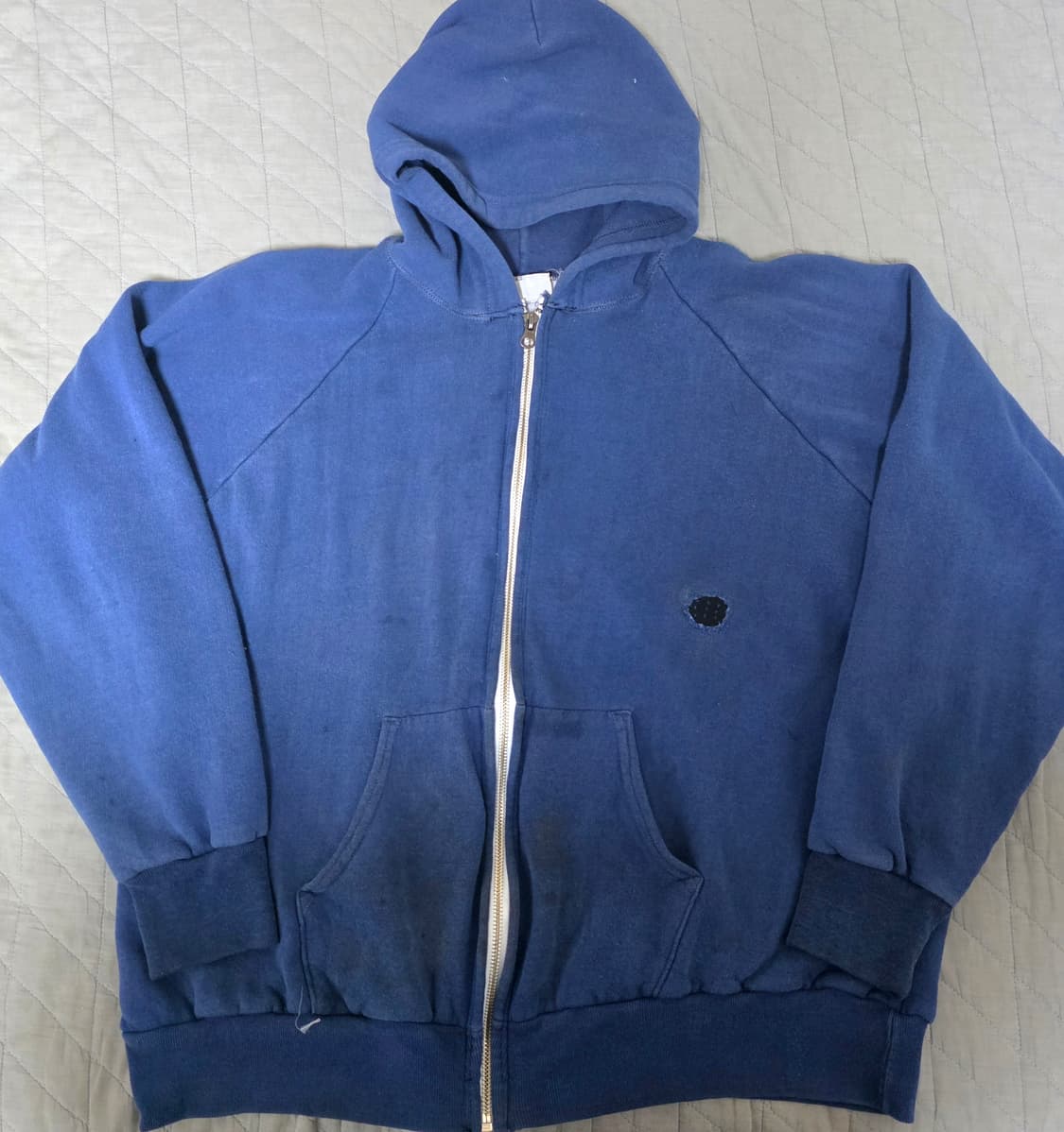 [L] 70-80s 빈티지 우드랜드 써멀 더블페이스 트래쉬드 후드집업 상품이미지1