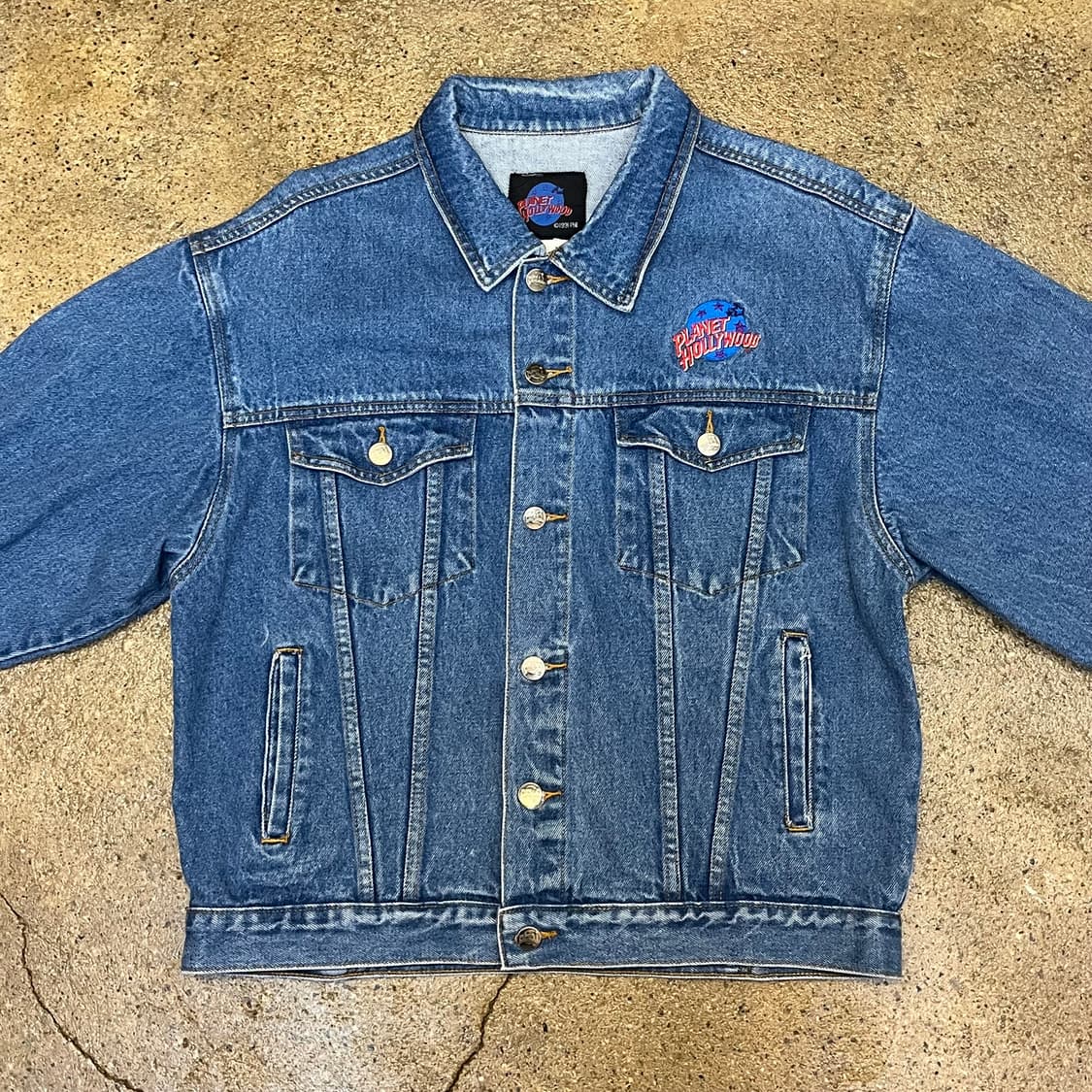 레어 90s USA 빈티지 플래닛헐리우드 청자켓 데님자켓 상품이미지4