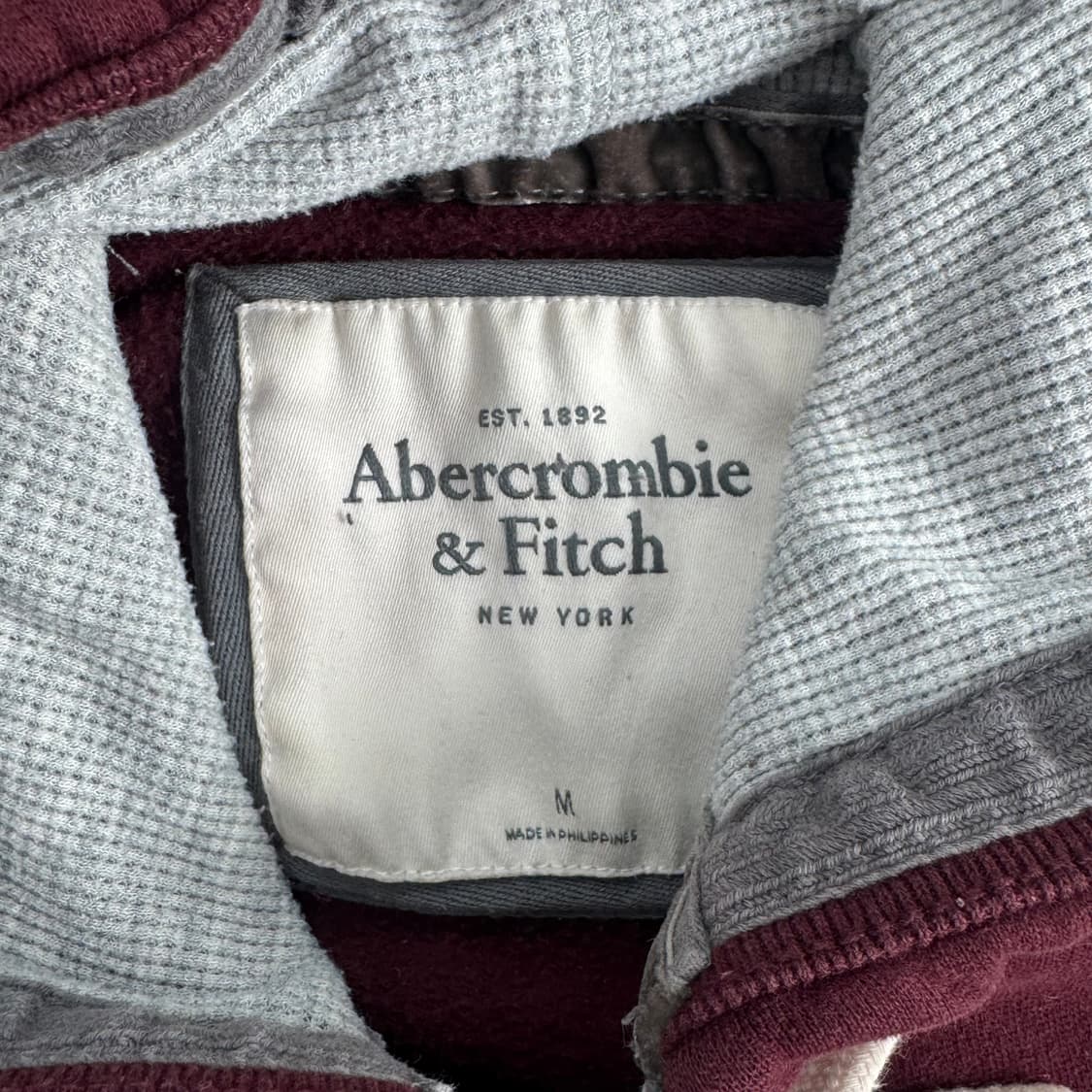 Abercrombie 아베크롬비 사이드 로고 버건디 후드집업 상품이미지6