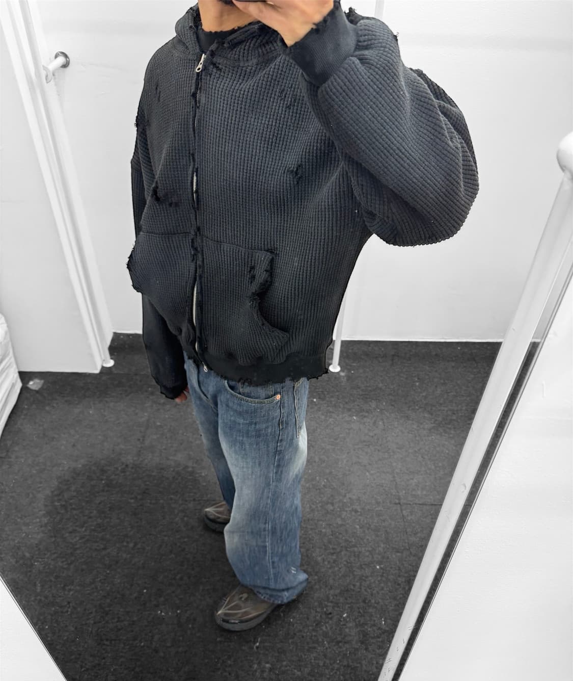 빈티지 와플 후드집업 상품이미지2