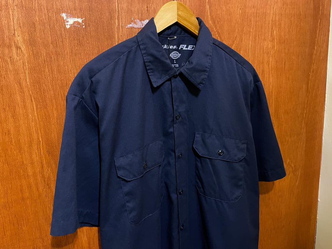 (L) Dickies 디키즈 반팔 워크 셔츠 네이비 상품이미지4