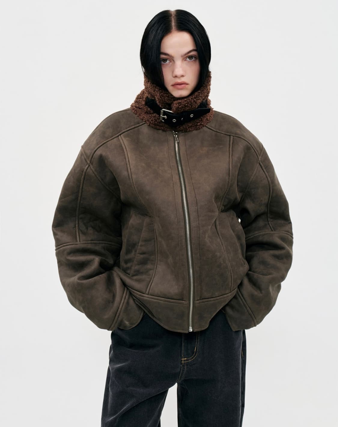 밀로우먼 빈티지 크랙 시어링 자켓 상품이미지4