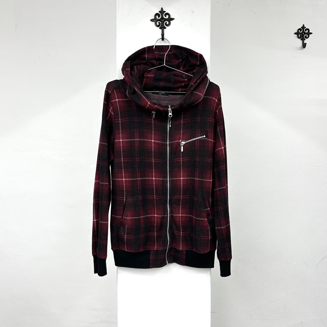Red tartan bono zip jacket 상품이미지3