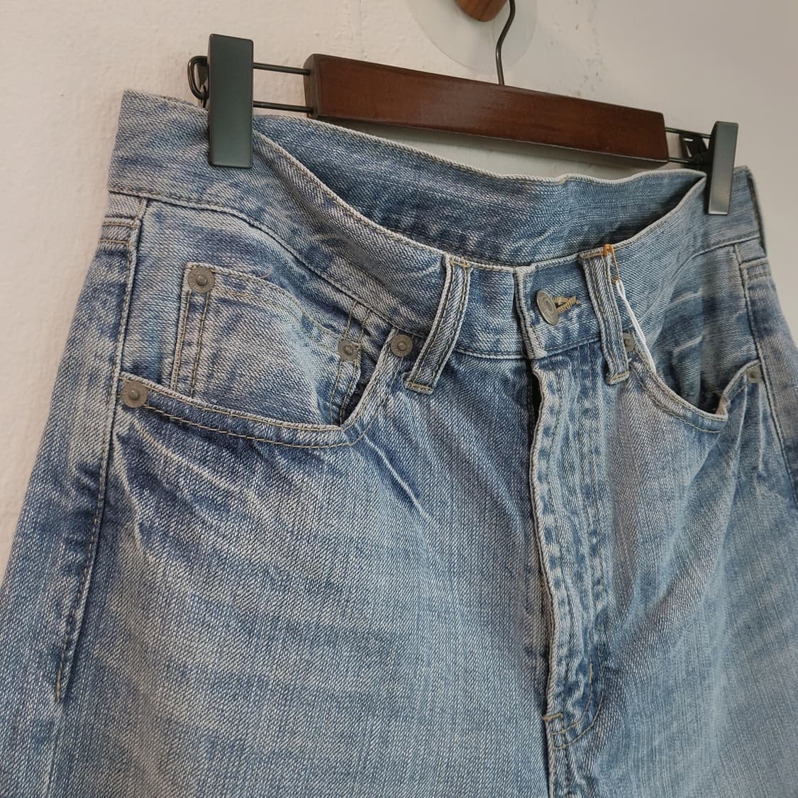7부 워싱 데님 쇼츠 상품이미지5