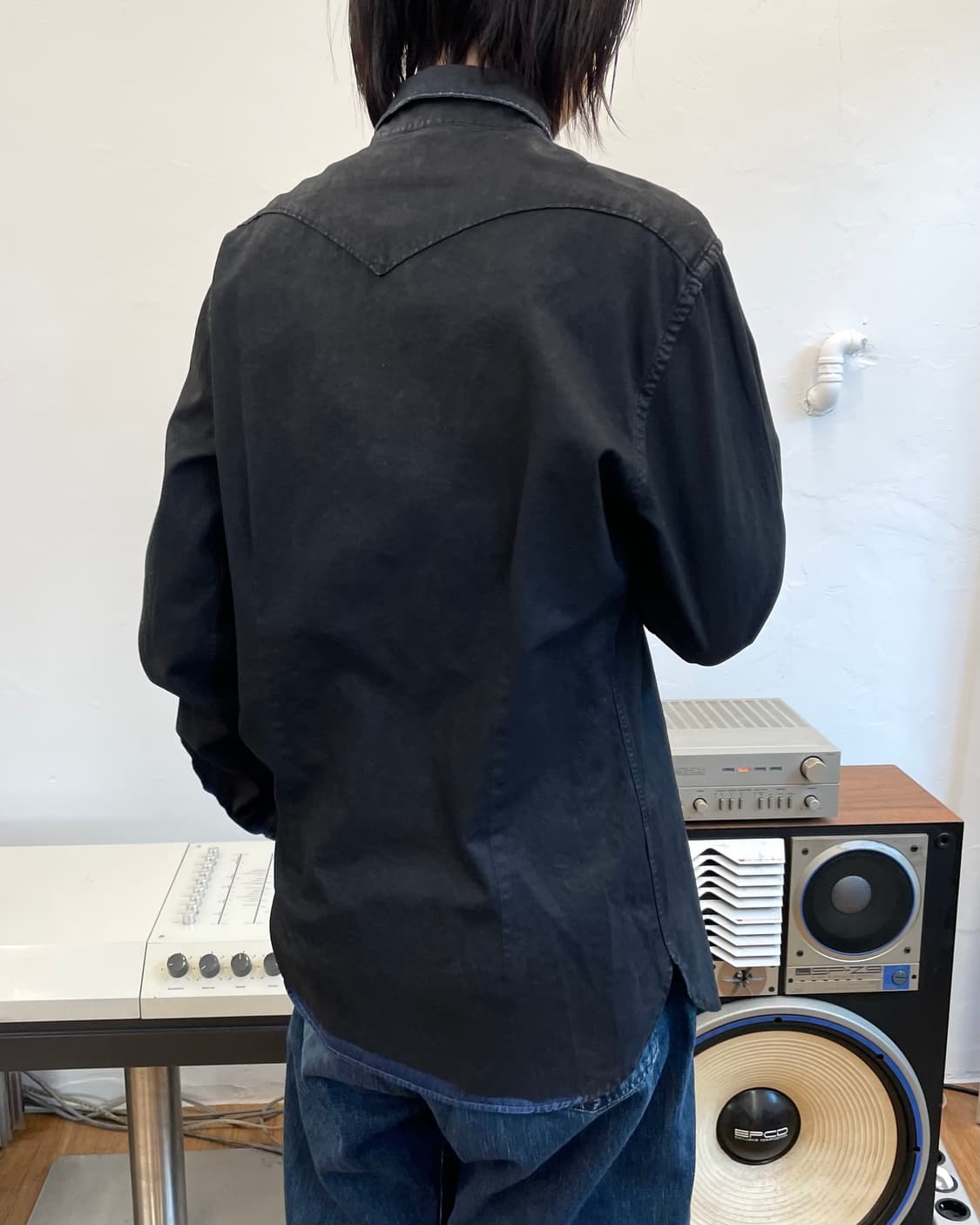 [41] Made in Italy 블랙 코팅 데님 웨스턴 셔츠 상품이미지6