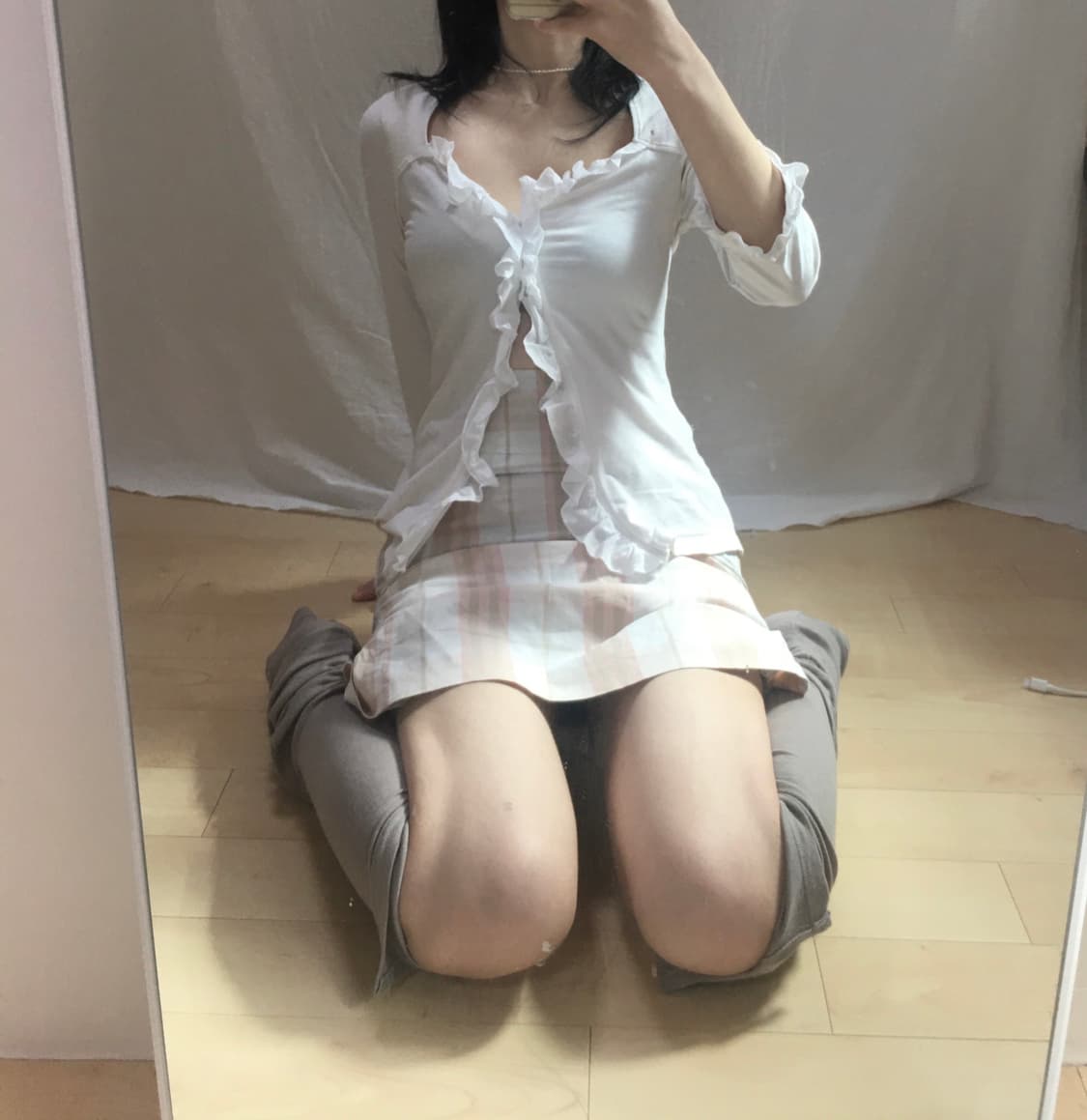[직수입] 빈티지 코튼 프릴 블라우스 아이보리 화이트 상품이미지1