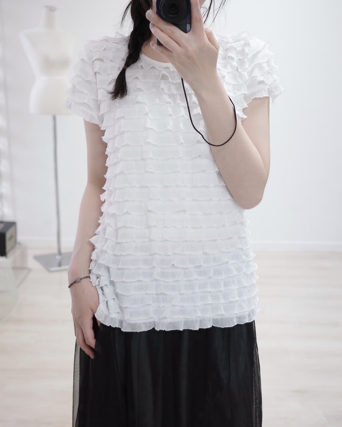 White frill T-shirt 상품이미지4