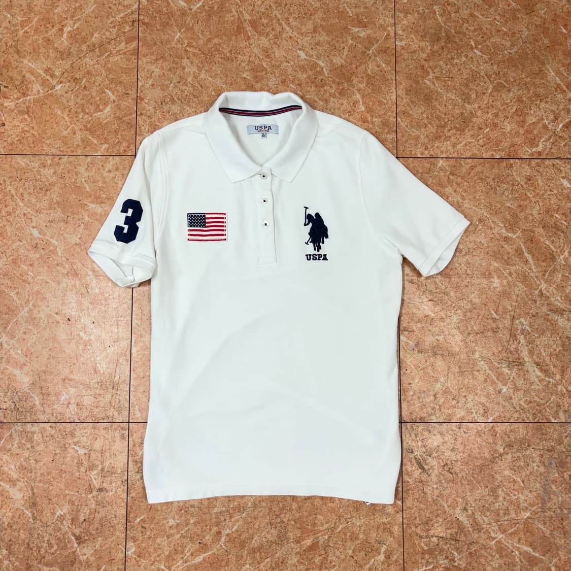 Uspa 폴로 빅포니 화이트 성조기 카라티  상품이미지2