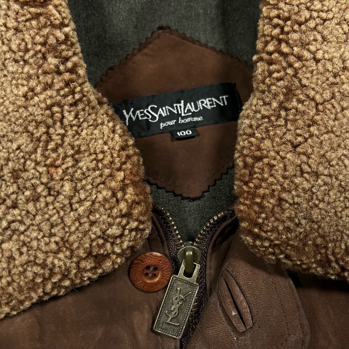 90's 입생로랑 양가죽 봄버 블루종 자켓 상품이미지8