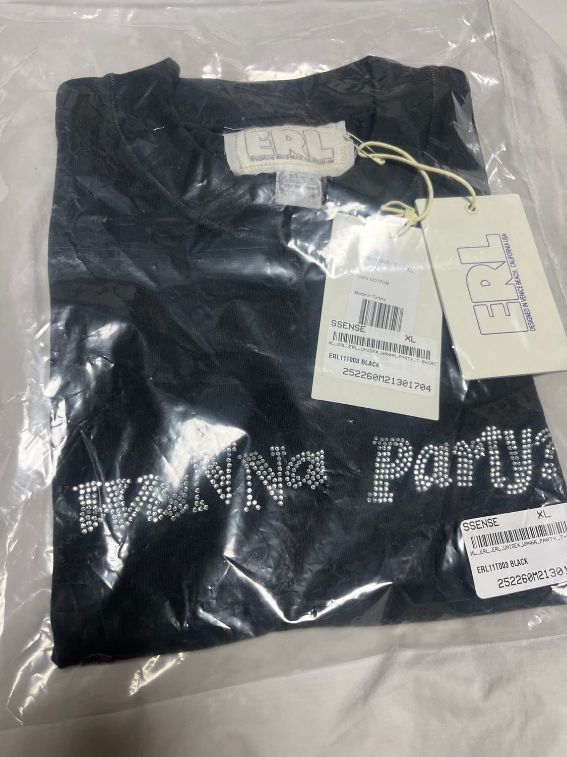 [XL] ERL 워너 파티 티셔츠 블랙 새상품 상품이미지9
