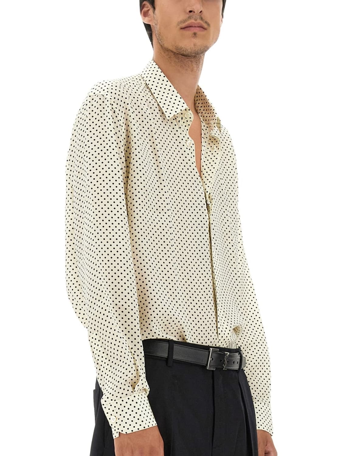 [BTS 지민님 착용] 생로랑 23AW 크레페 실크 폴카 닷 셔츠 상품이미지4