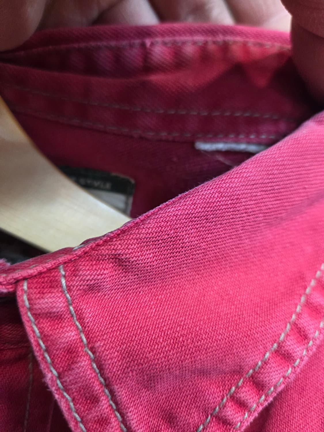 리바이스 빈티지 웨스턴 스티치 코튼 핑크 셔츠긴팔 xl 오버핏 상품이미지5