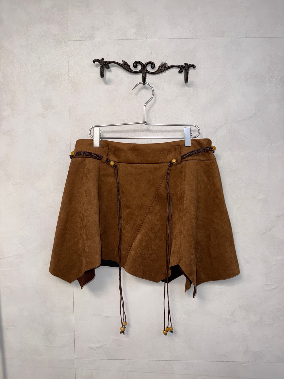 Brown western suede belted unbalance sk 상품이미지1