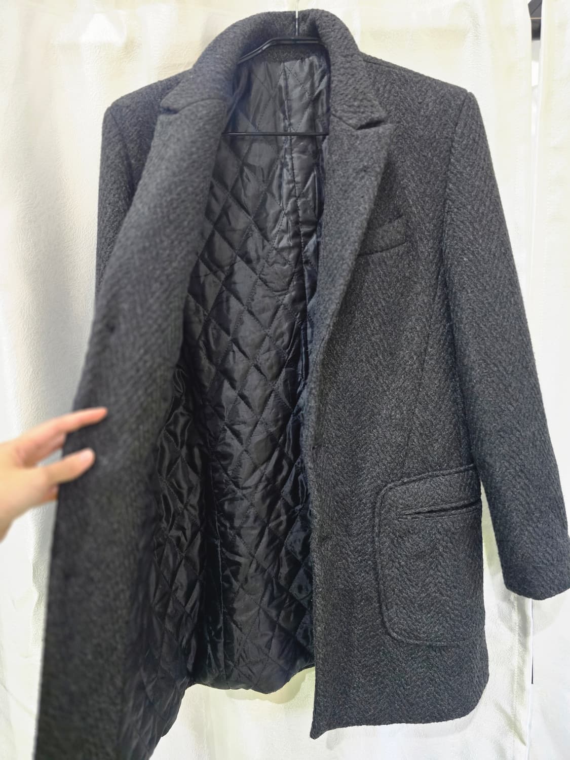 엔 리버티 헤링본 남성 코트 차콜색 상품이미지6