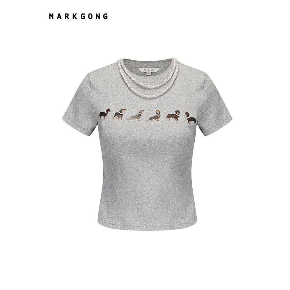 제니 착용 Markgong 마크공 닥스훈트 진주 목걸이 티셔츠 36 상품이미지2
