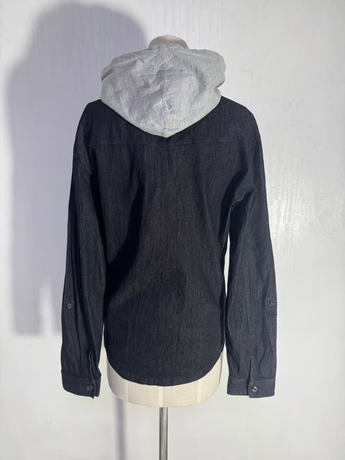 시멘틱 디자인 후드 데님 셔츠 자켓 상품이미지4