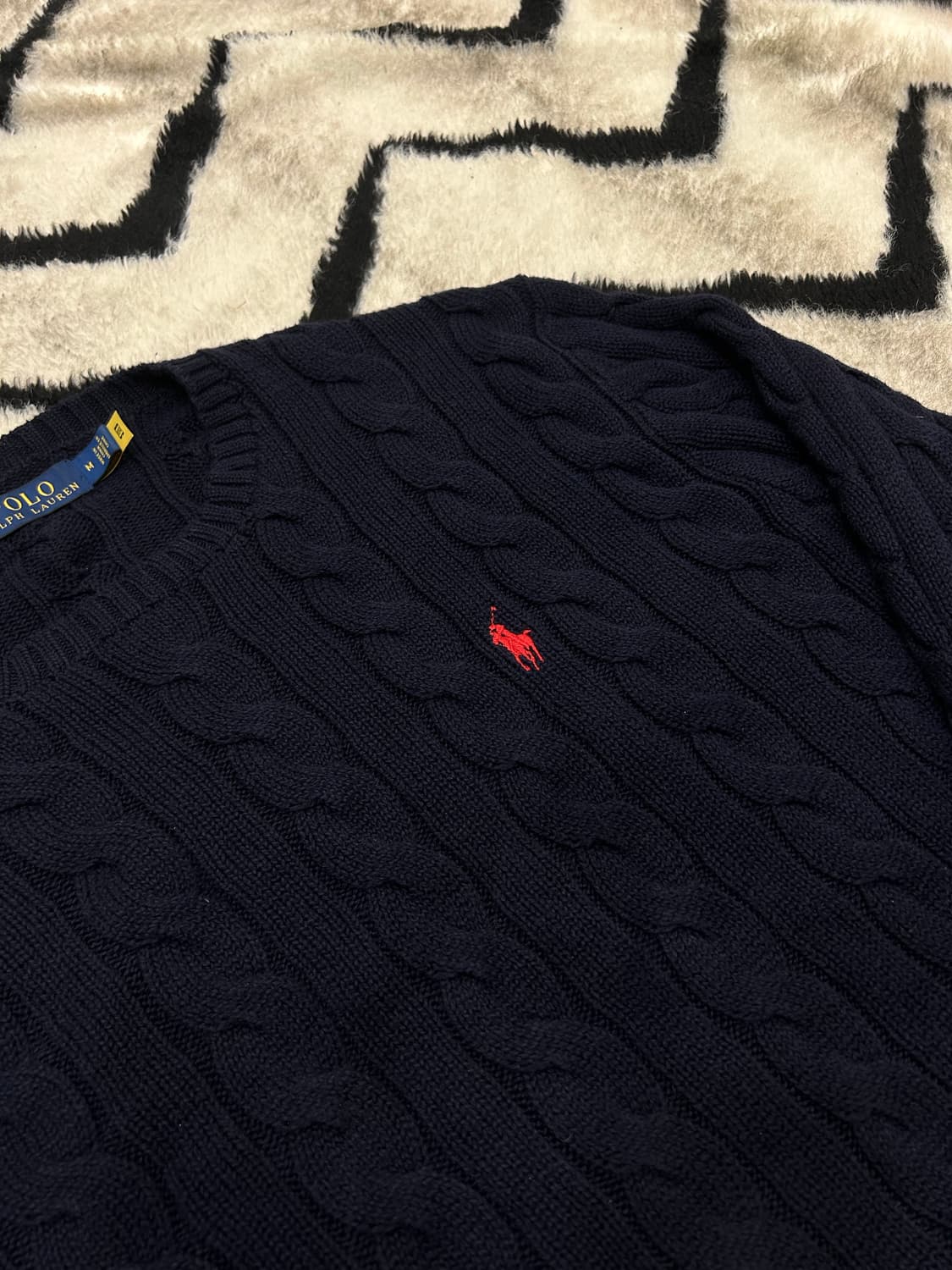 [M]폴로랄프로렌 라운드 케이블 니트/네이비 상품이미지1