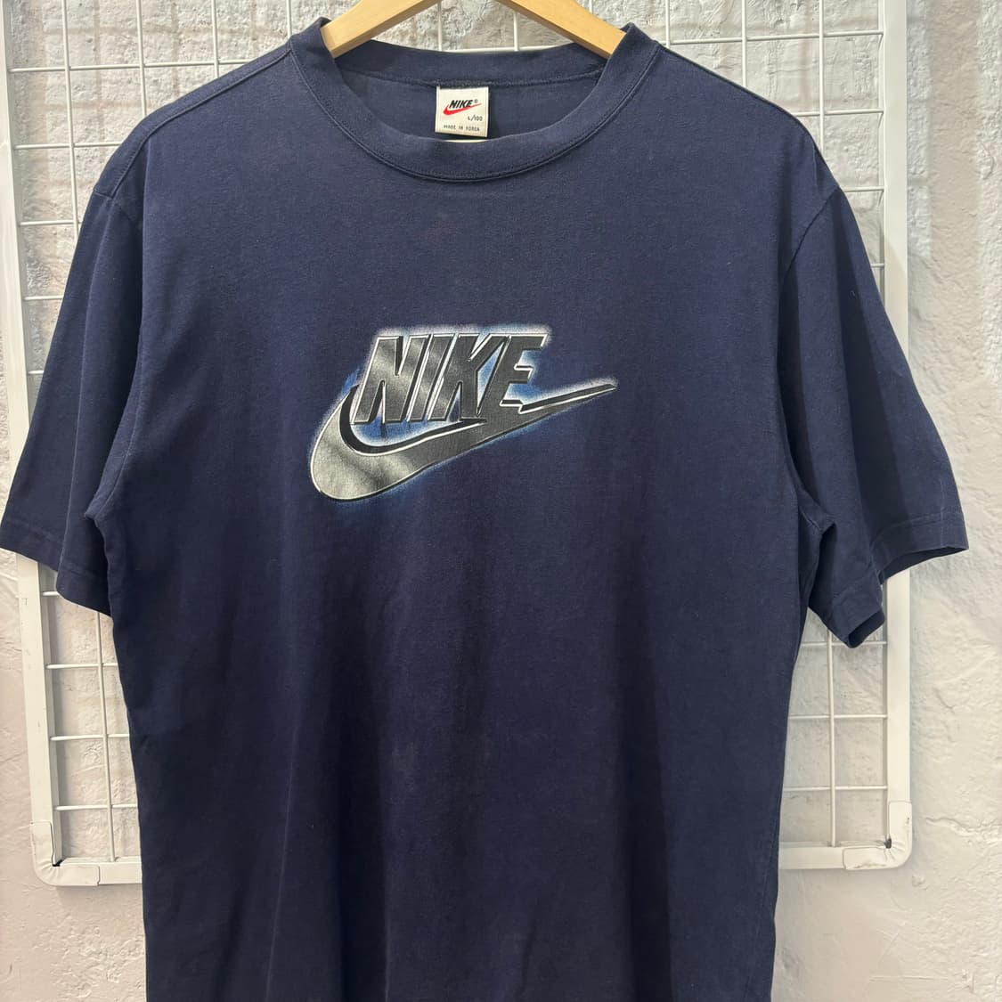 90s 나이키 올드스쿨 빈티지 네이비 반팔 티셔츠 L 상품이미지3