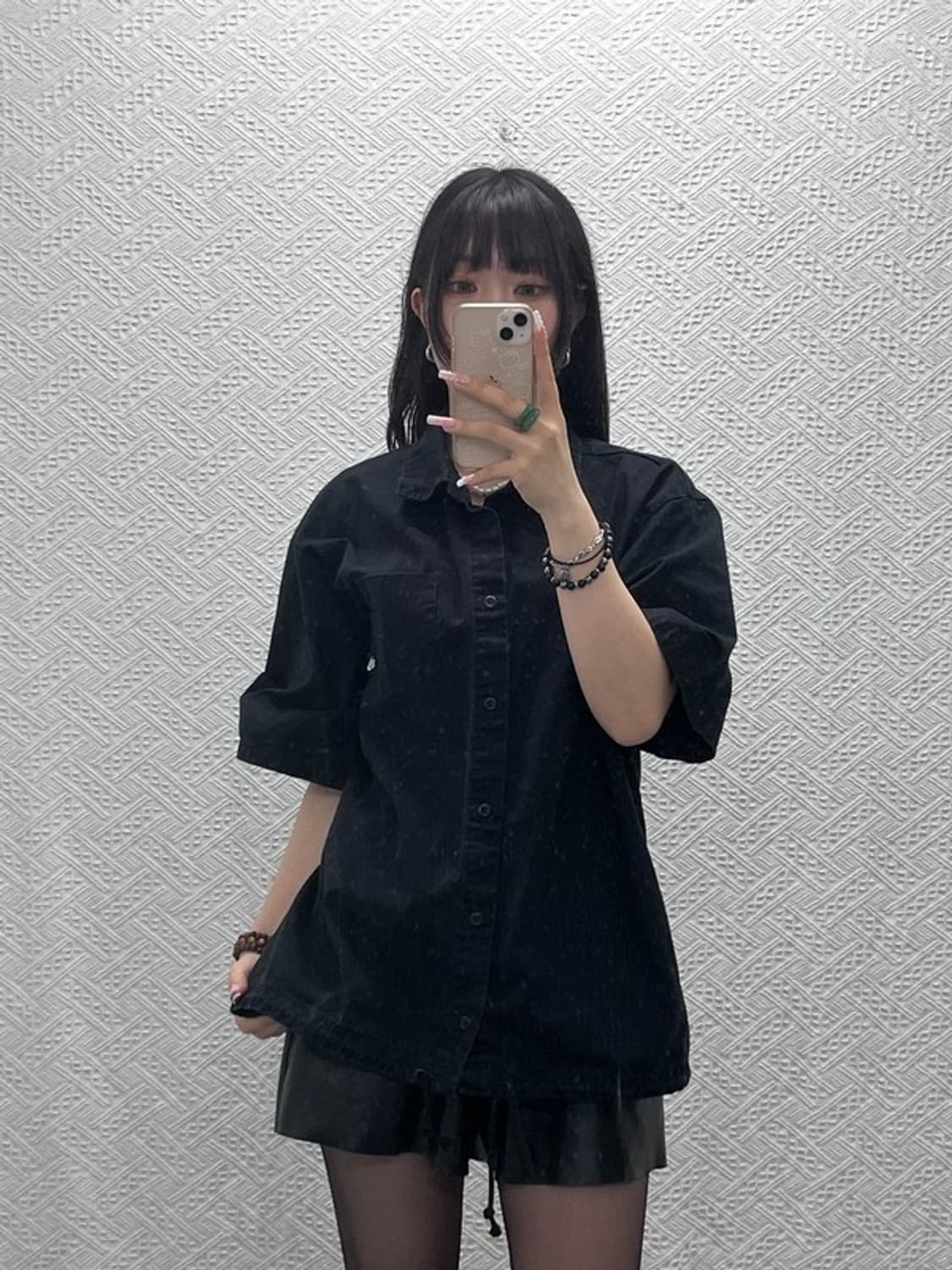 나이키 빈티지 모던 시크 캐주얼 올블랙 반팔셔츠 XXL C12255 상품이미지1
