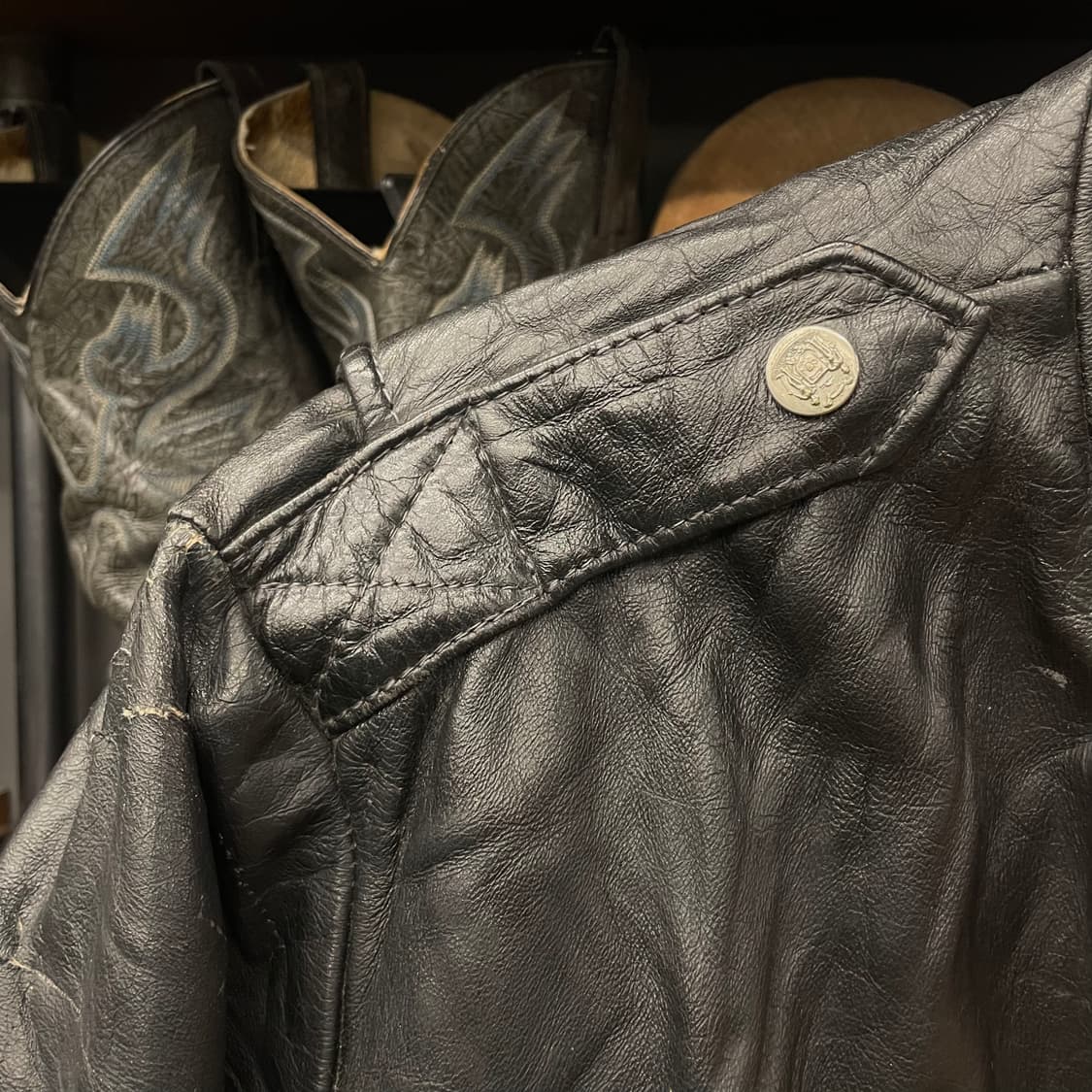 70s Taylor's USA 폴리스 가드 유니폼 헤비 레더 자켓 상품이미지3