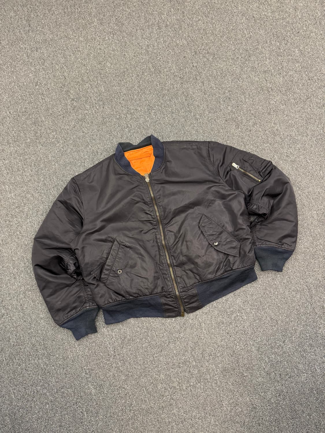 XL)알파인더스트리 빈티지 블랙 MA-1 항공점퍼 상품이미지2