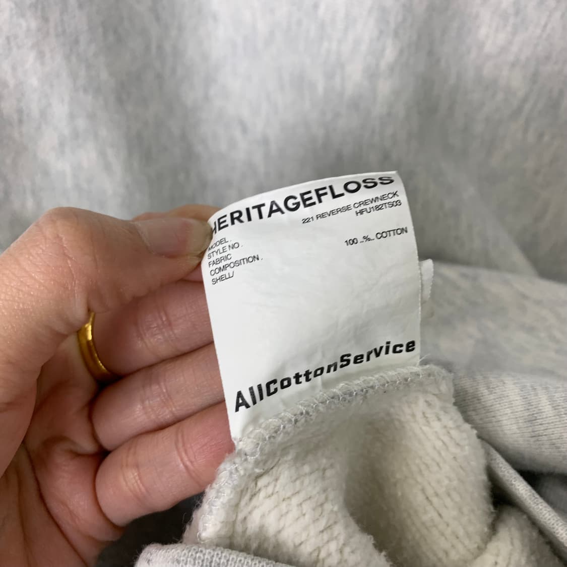 헤리티지플로스 손목로고 백멜란지 맨투맨 상품이미지4