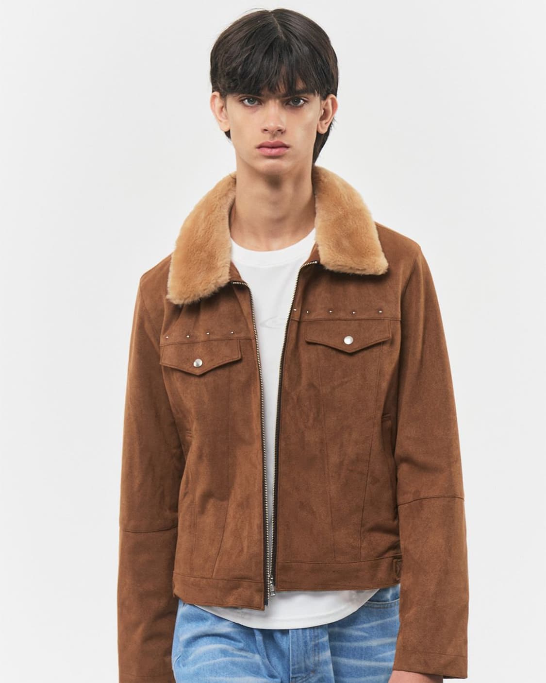 블루썬플라워 시어링 스웨이드 크롭 자켓 48 상품이미지1