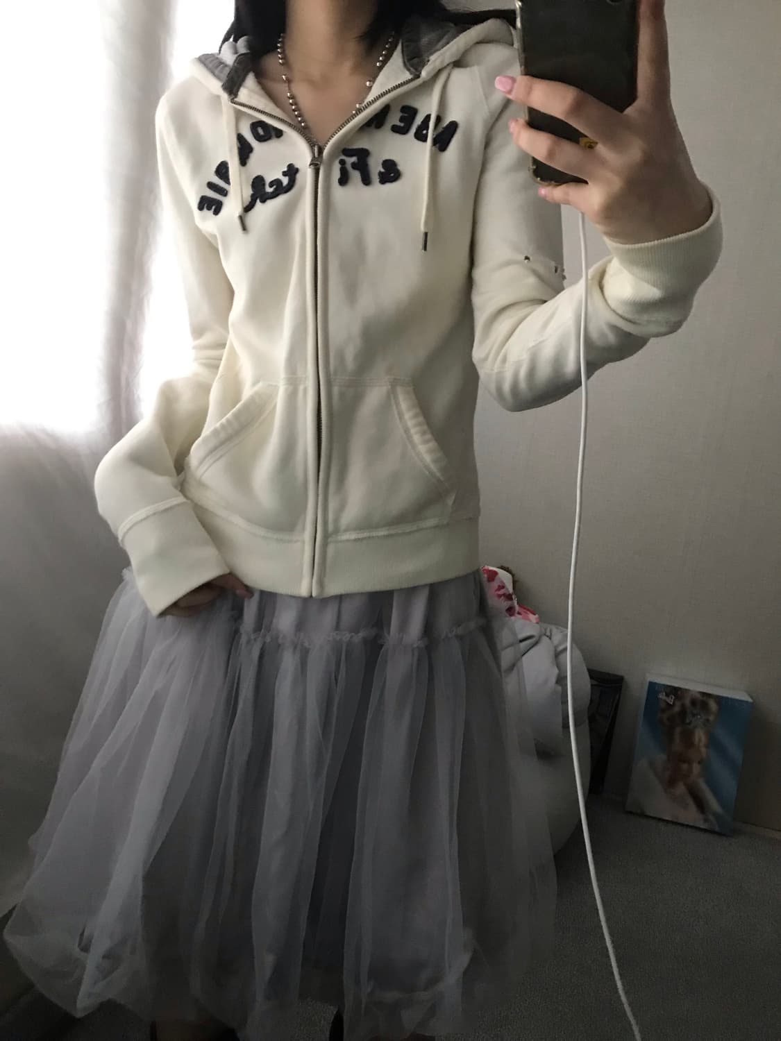 아베크롬비 아이보리 슬림핏 후드집업 상품이미지2