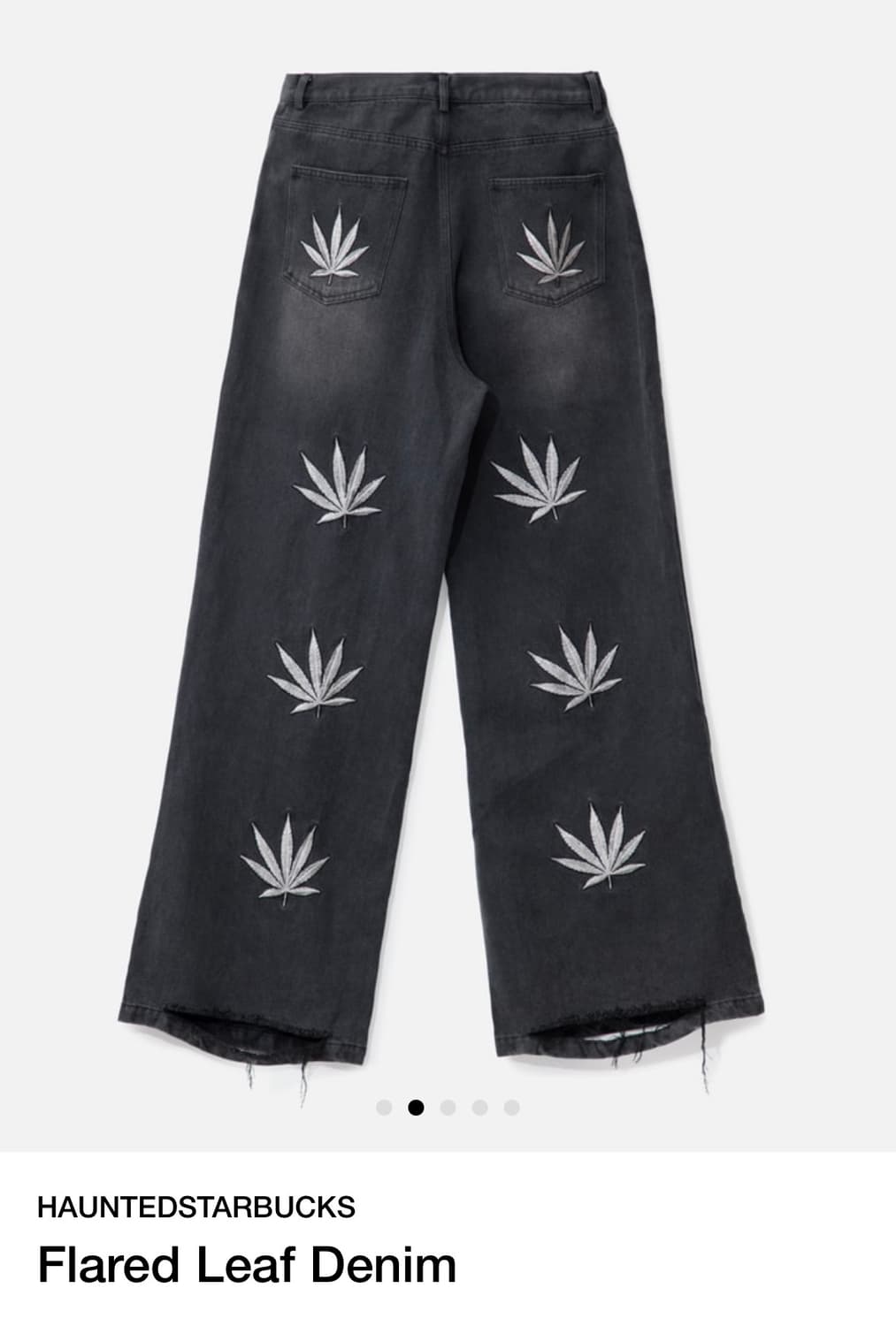 Haunted Starbucks 대마초 자수 플레어 데님 새상품 급처 상품이미지2